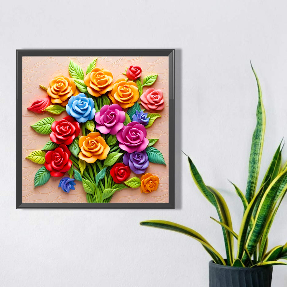 Embossed Roses - Full AB Square Drill Diamond Painting 40*40CM