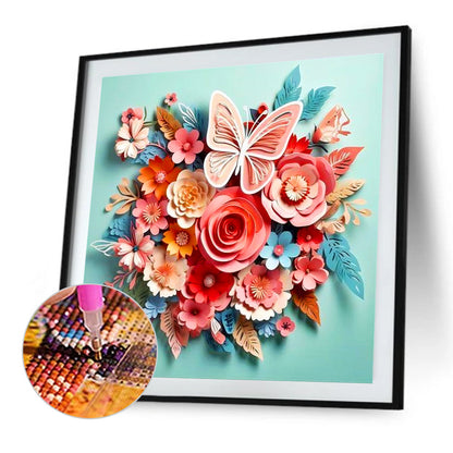 Butterfly And Paper Flower - Full AB Square Drill Diamond Painting 40*40CM