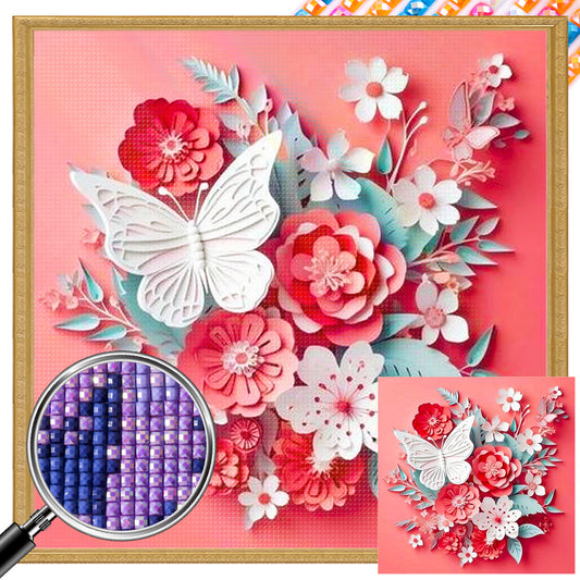 Butterfly And Paper Flower - Full AB Square Drill Diamond Painting 40*40CM