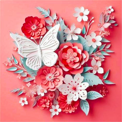 Butterfly And Paper Flower - Full AB Square Drill Diamond Painting 40*40CM