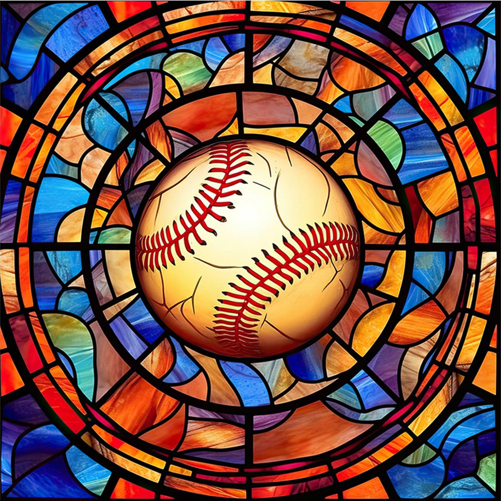 Glass Painting-Baseball - 11CT Stamped Cross Stitch 40*40CM