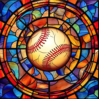 Glass Painting-Baseball - 11CT Stamped Cross Stitch 40*40CM