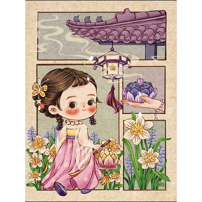 Antique Little Girl - Full Round Drill Diamond Painting 30*40CM