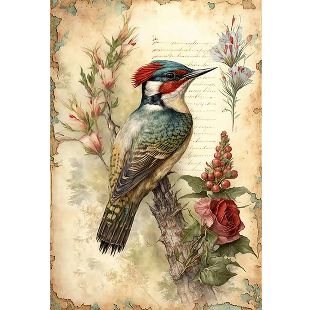 Woodpecker And Flowers - 11CT Stamped Cross Stitch 40*60CM