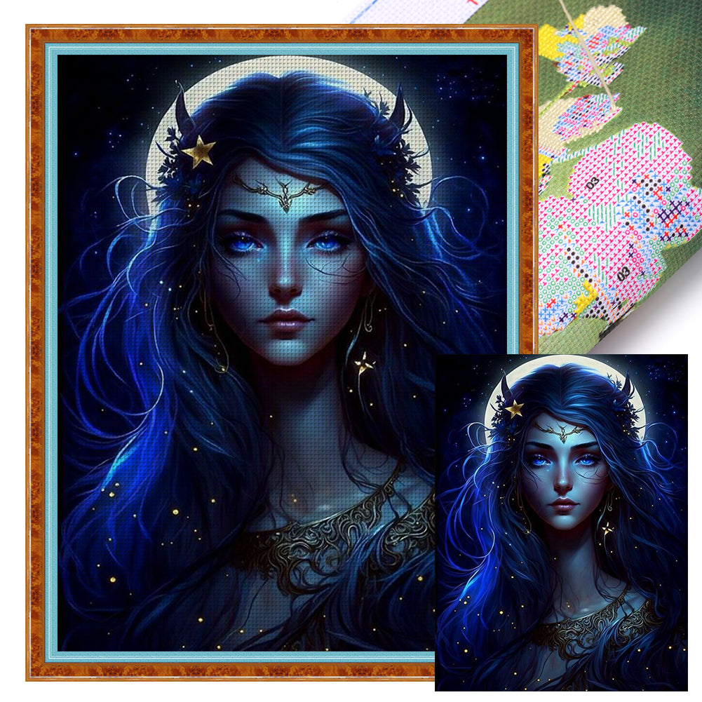 Long Hair Beauty - 11CT Stamped Cross Stitch 45*60CM