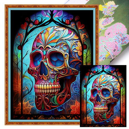 Glass Painting-Skull - 11CT Stamped Cross Stitch 50*65CM