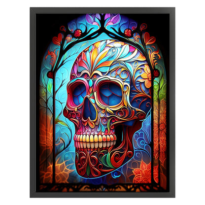 Glass Painting-Skull - 11CT Stamped Cross Stitch 50*65CM