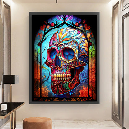 Glass Painting-Skull - 11CT Stamped Cross Stitch 50*65CM