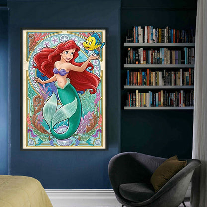 Mermaid Princess Ariel - 11CT Stamped Cross Stitch 50*70CM