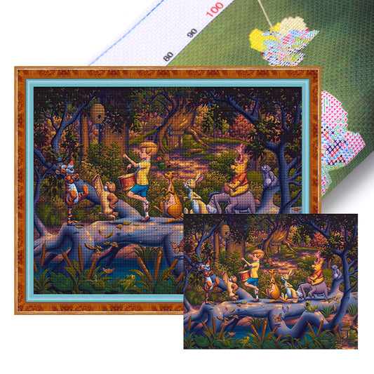 Winnie The Pooh And Tigger And Their Friends - 11CT Stamped Cross Stitch 60*50CM