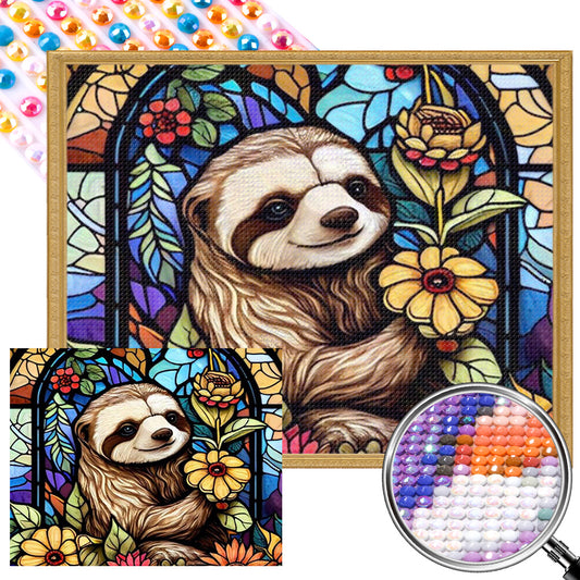 Stained Glass Sloth - Full AB Round Drill Diamond Painting 50*40CM
