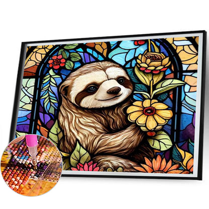 Stained Glass Sloth - Full AB Round Drill Diamond Painting 50*40CM