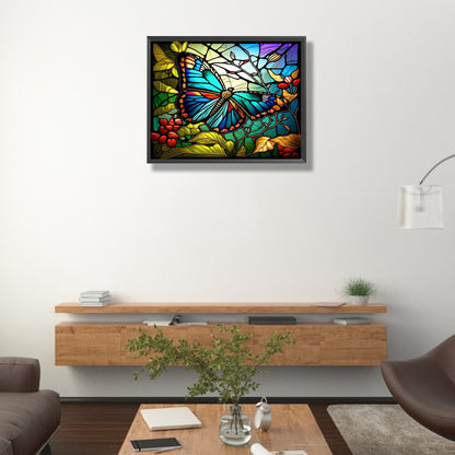 Stained Glass Butterfly - Full AB Round Drill Diamond Painting 50*40CM