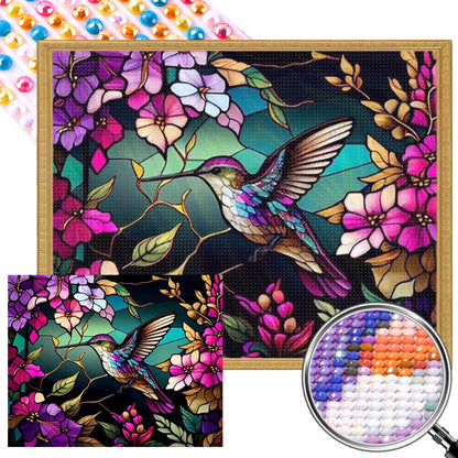 Stained Glass Hummingbird - Full AB Round Drill Diamond Painting 50*40CM