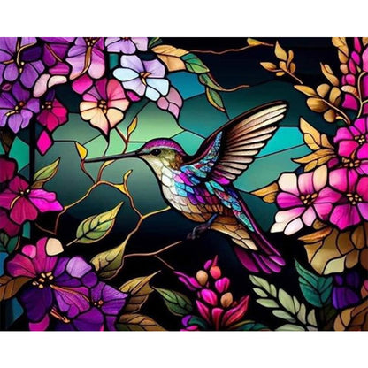 Stained Glass Hummingbird - Full AB Round Drill Diamond Painting 50*40CM