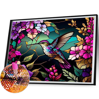 Stained Glass Hummingbird - Full AB Round Drill Diamond Painting 50*40CM