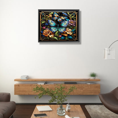 Stained Glass Butterfly - Full AB Round Drill Diamond Painting 50*40CM