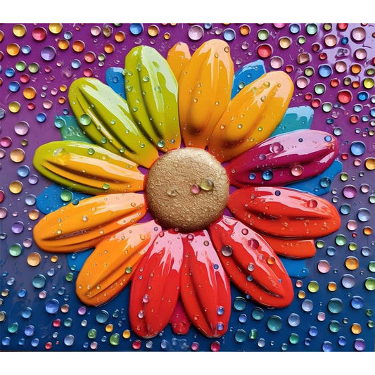Colored Flowers - Full Round Drill Diamond Painting 40*35CM