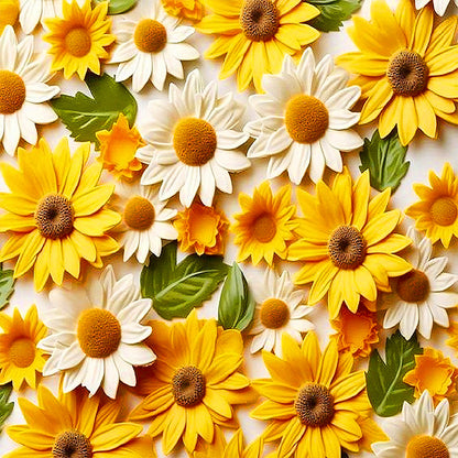Embossed Sunflower Daisy - Full Round Drill Diamond Painting 40*40CM