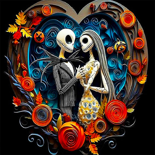 The Nightmare Before Christmas Heart - Full Round Drill Diamond Painting 40*40CM