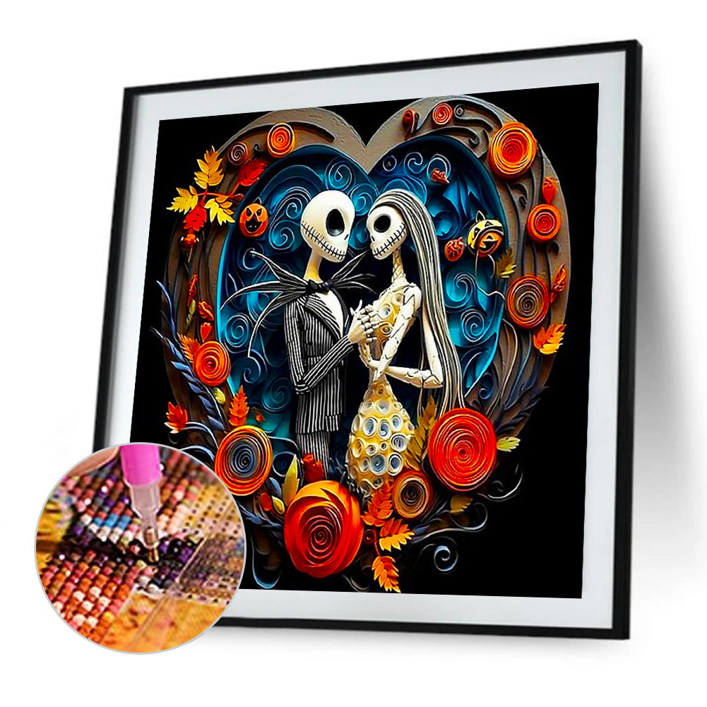 The Nightmare Before Christmas Heart - Full Round Drill Diamond Painting 40*40CM