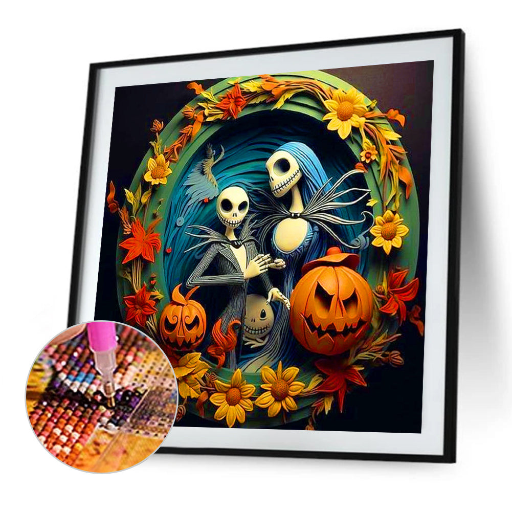 Scary Night Before Christmas Halloween - Full Round Drill Diamond Painting 40*40CM