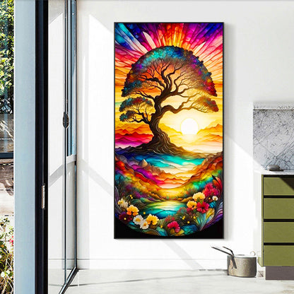 Colorful Tree Sunset - Full Round Drill Diamond Painting 40*70CM