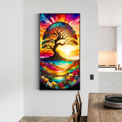 Colorful Tree Sunset - Full Round Drill Diamond Painting 40*70CM