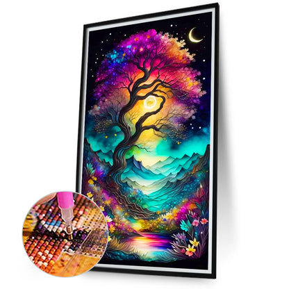 Colorful Tree Night - Full Round Drill Diamond Painting 40*70CM