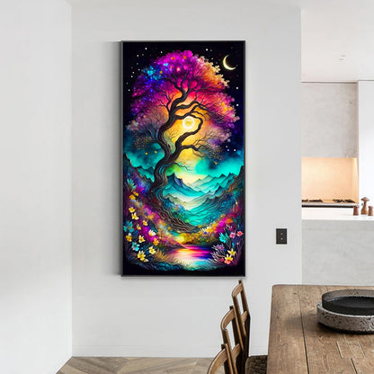 Colorful Tree Night - Full Round Drill Diamond Painting 40*70CM