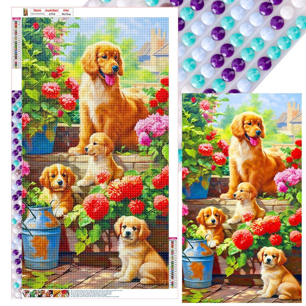 Dogs Outside - Full Round Drill Diamond Painting 40*70CM