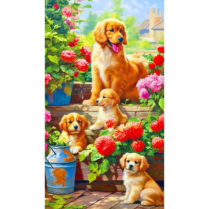 Dogs Outside - Full Round Drill Diamond Painting 40*70CM