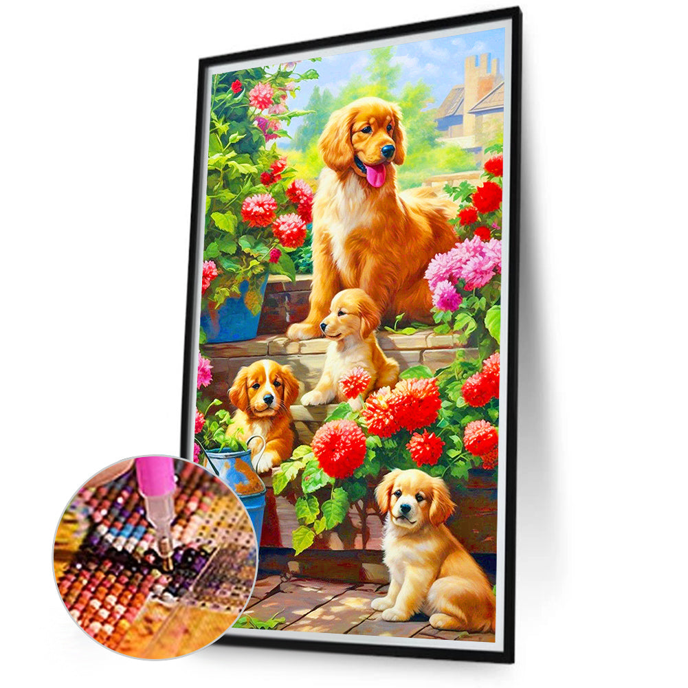 Dogs Outside - Full Round Drill Diamond Painting 40*70CM