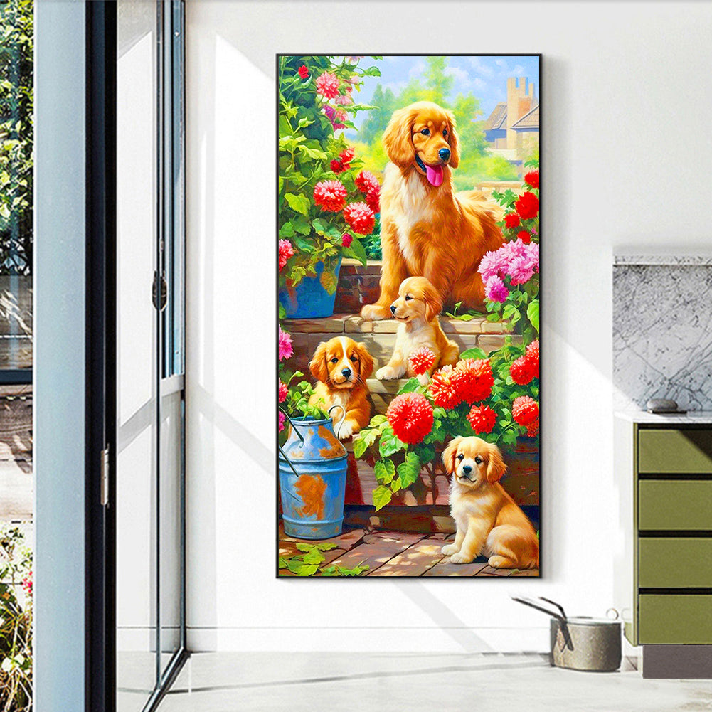 Dogs Outside - Full Round Drill Diamond Painting 40*70CM