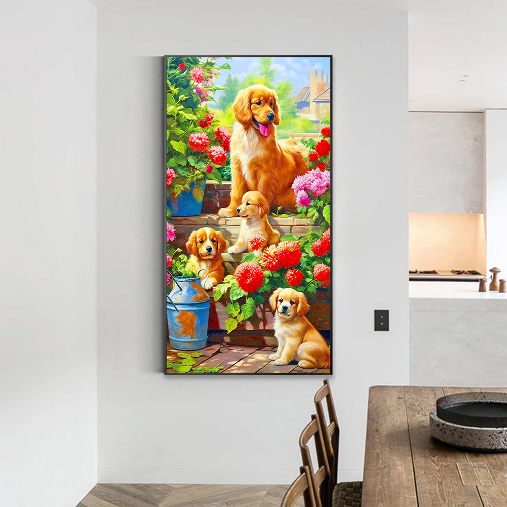 Dogs Outside - Full Round Drill Diamond Painting 40*70CM