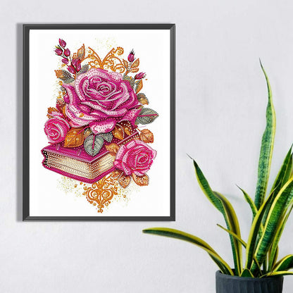 Flowers And Three Books - Special Shaped Drill Diamond Painting 30*40CM