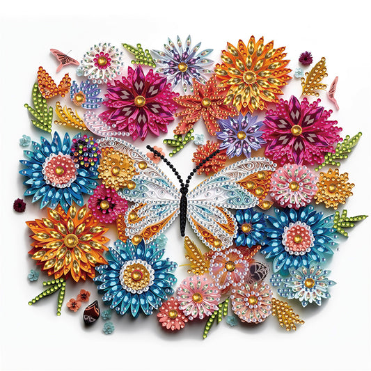 Butterfly Wreath Paper Painting -  Special Shaped Drill Diamond Painting 30*30CM