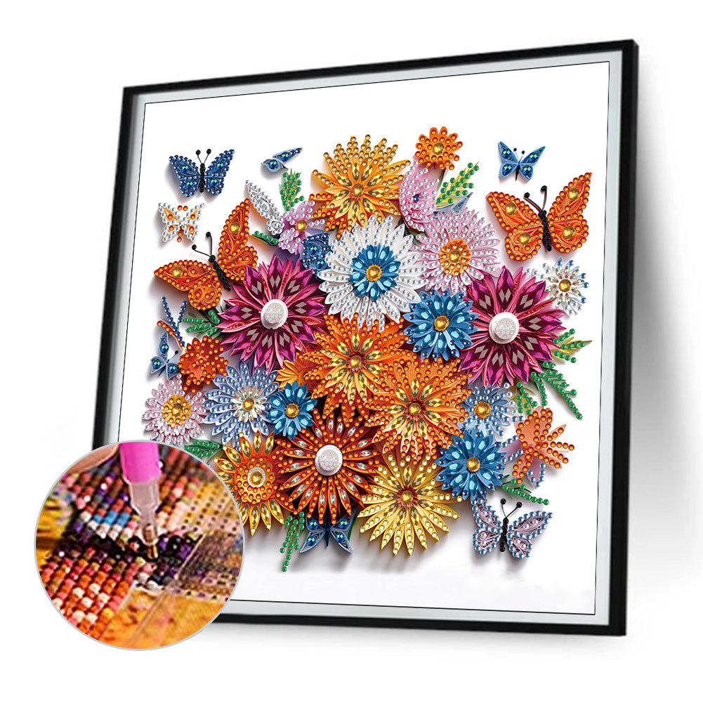 Butterfly Wreath Paper Painting -  Special Shaped Drill Diamond Painting 30*30CM