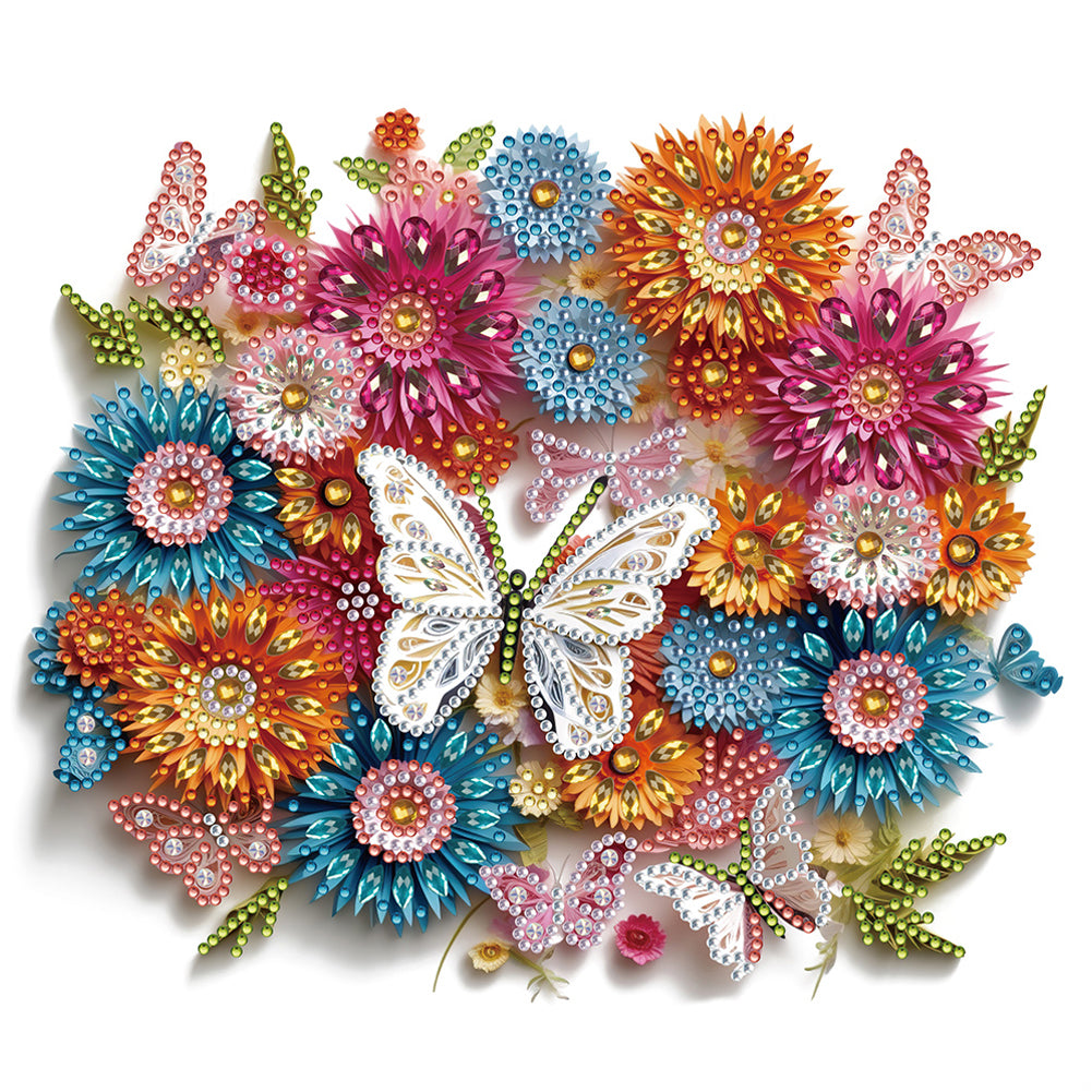 Butterfly Wreath Paper Painting -  Special Shaped Drill Diamond Painting 30*30CM