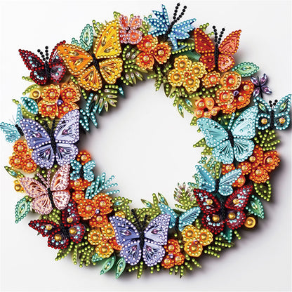 Butterfly Wreath Paper Painting -  Special Shaped Drill Diamond Painting 30*30CM