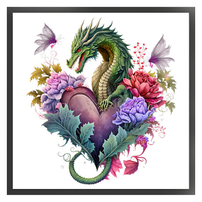 Love Flower Pterosaur - 18CT Stamped Cross Stitch 30*30CM