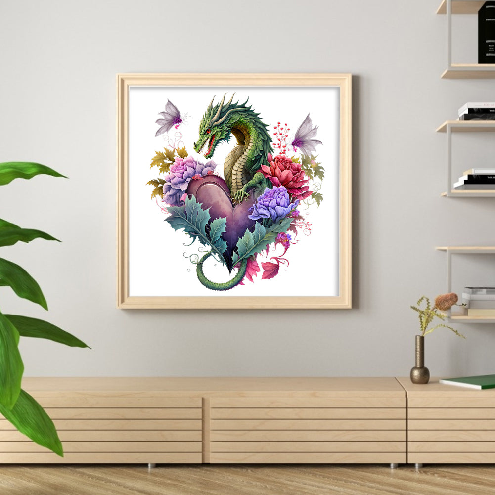 Love Flower Pterosaur - 18CT Stamped Cross Stitch 30*30CM