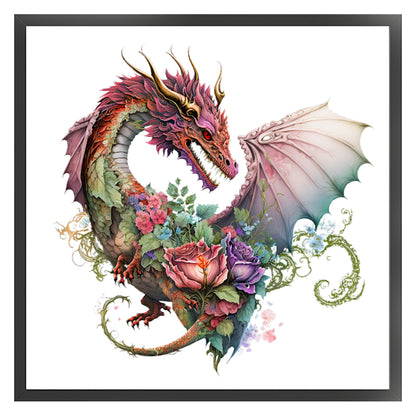 Love Flower Pterosaur - 18CT Stamped Cross Stitch 30*30CM