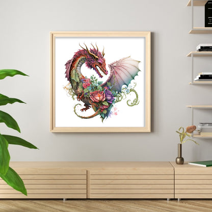 Love Flower Pterosaur - 18CT Stamped Cross Stitch 30*30CM