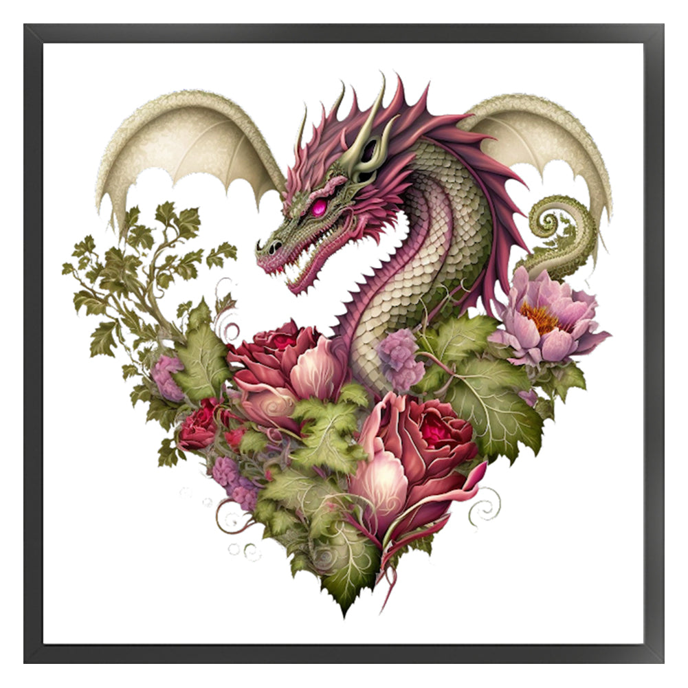 Love Flower Pterosaur - 18CT Stamped Cross Stitch 30*30CM