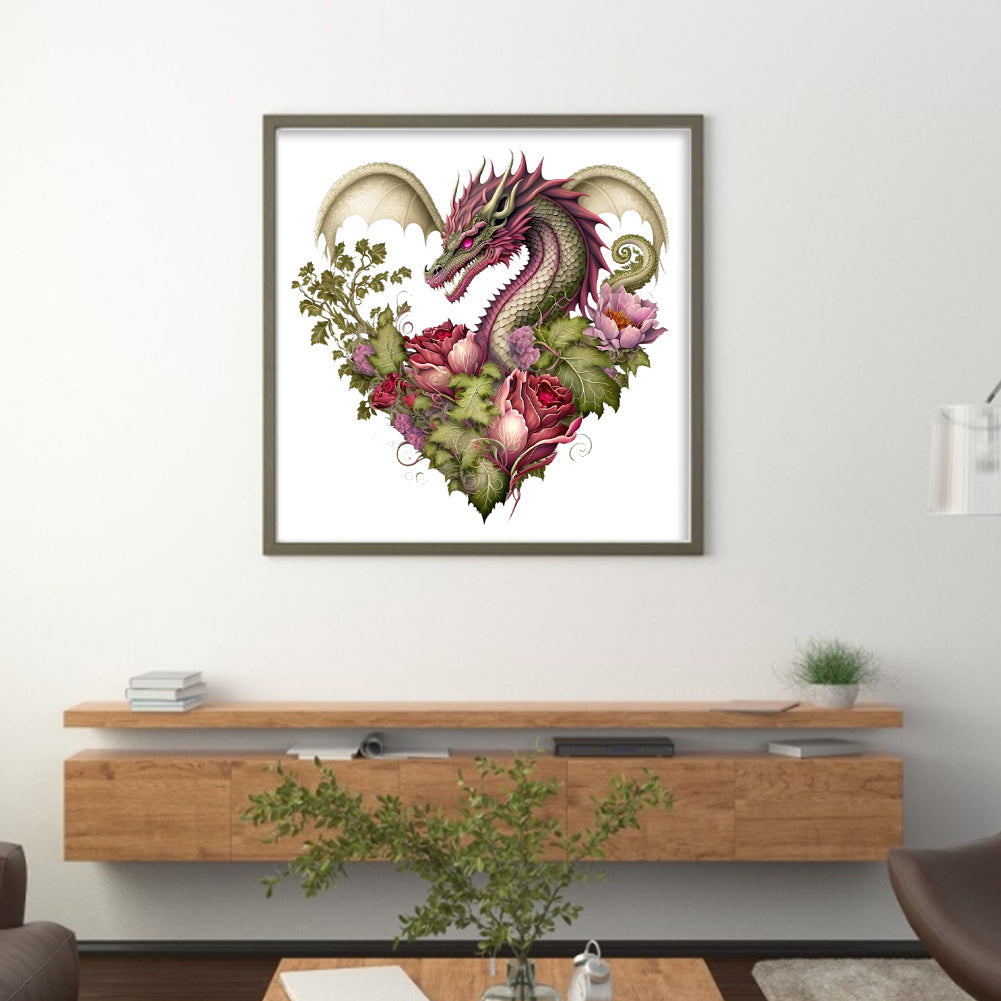 Love Flower Pterosaur - 18CT Stamped Cross Stitch 30*30CM