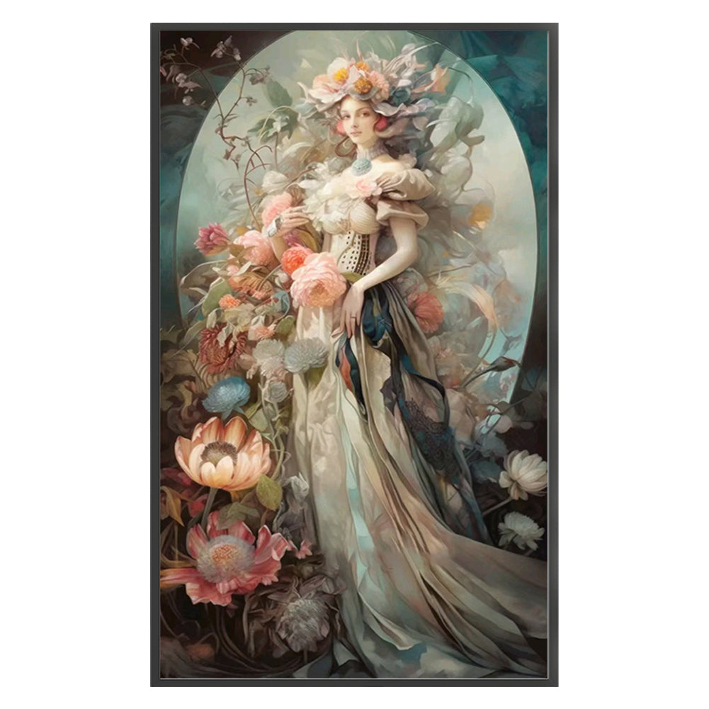 Flowers Classical Lady - 11CT Stamped Cross Stitch 50*85CM