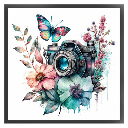 Butterfly Flower Camera - 11CT Stamped Cross Stitch 50*50CM