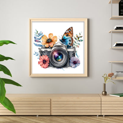 Butterfly Flower Camera - 11CT Stamped Cross Stitch 50*50CM