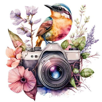 Bird And Flower Camera - 11CT Stamped Cross Stitch 50*50CM